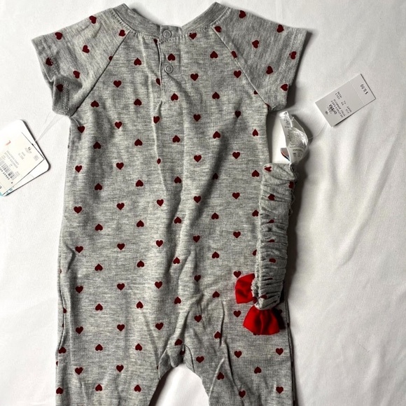 Disney Baby Minnie Mouse Valentines Heart Romper Gray Size Newborn - Picture 13 of 14